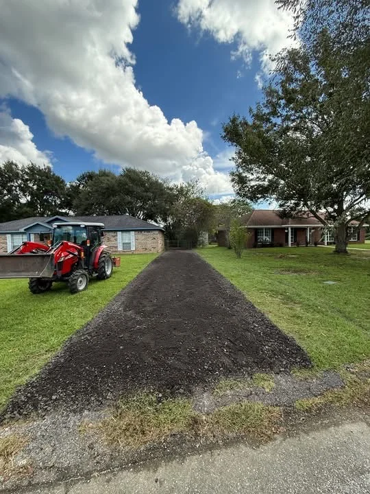 Completed driveway material installation